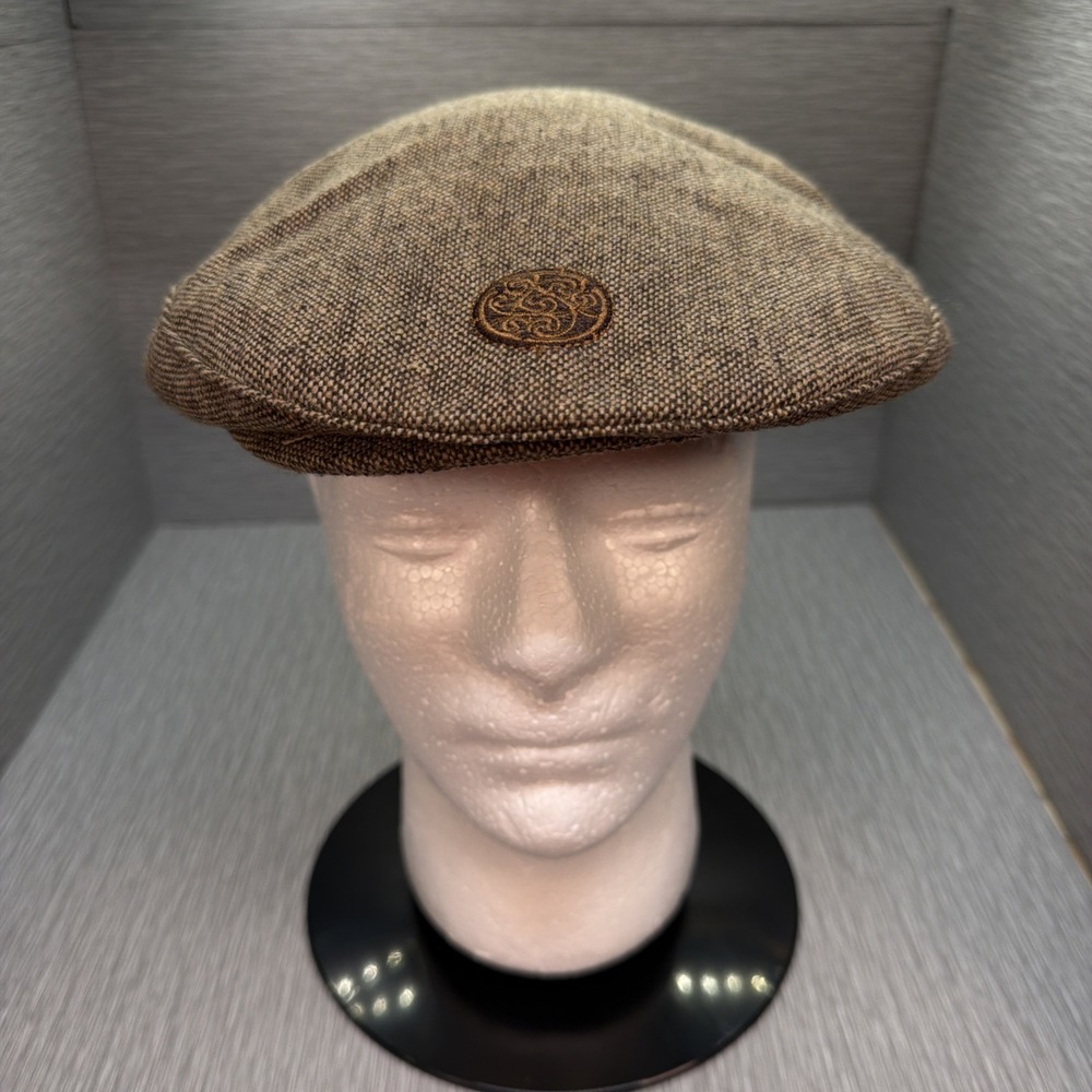 Patrick Francis Ireland Brown Tweed Flat Cap Ivy Newsboy Hat Mens Medium
